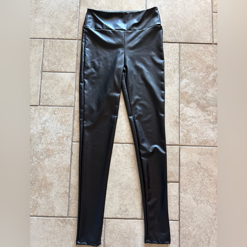 Women’s Faux Leather Black Leggings Size Small Bikercore Concert Night Out